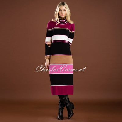 Marble Striped Knit Dress - Style 7216-205 (Berry / Multi)