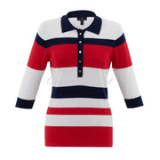 Marble Striped Sweater Top - Style 7302-109 (Red / Navy / White)