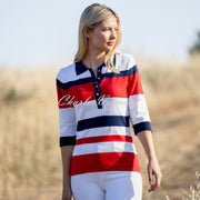 Marble Striped Sweater Top - Style 7302-109 (Red / Navy / White)