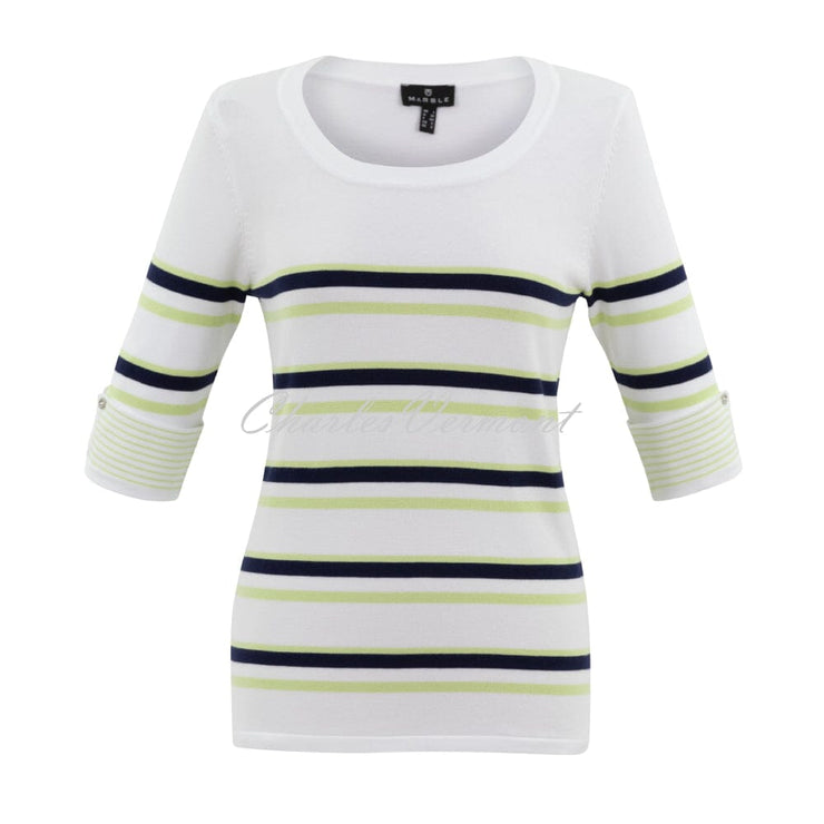 Marble Striped Sweater - Style 7305-216 (Light Apple / White / Navy)
