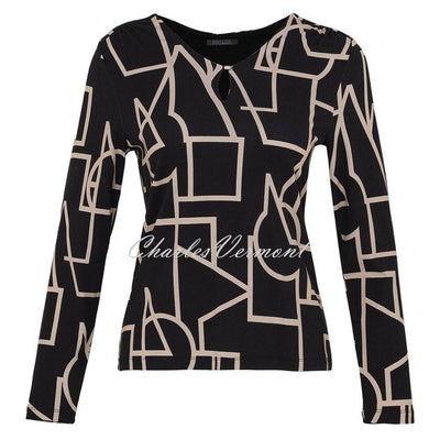 Dolcezza Geometric Print Top with Keyhole Neckline - Style 73100