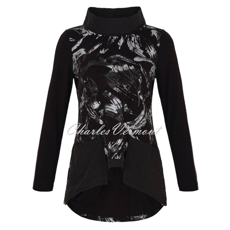 Dolcezza Brush Stroke Print Cowl Neck Top - Style 73141