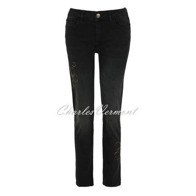 Dolcezza Hand Painted Denim Jean - Style 73403 (Washed Effect Black Jean)