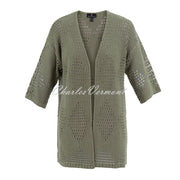 Marble Cardigan With Diamond Pointelle Pattern - Style 7343-123 (Khaki)