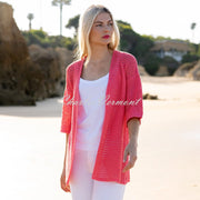 Marble Cardigan With Diamond Pointelle Pattern - Style 7343-135 (Watermelon)