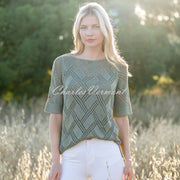 Marble Crochet Sweater Top - Style 7345-123 (Khaki)