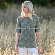 Marble Crochet Sweater Top - Style 7345-123 (Khaki)