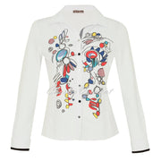 Dolcezza Printed Blouse with Rhinestone Detailing - Style 73644