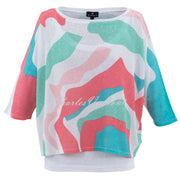Marble Abstract Print Top - Style 7367-135 (Watermelon / Multi)