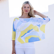 Marble Abstract Print Top - Style 7367-152 (Yellow / Multi)