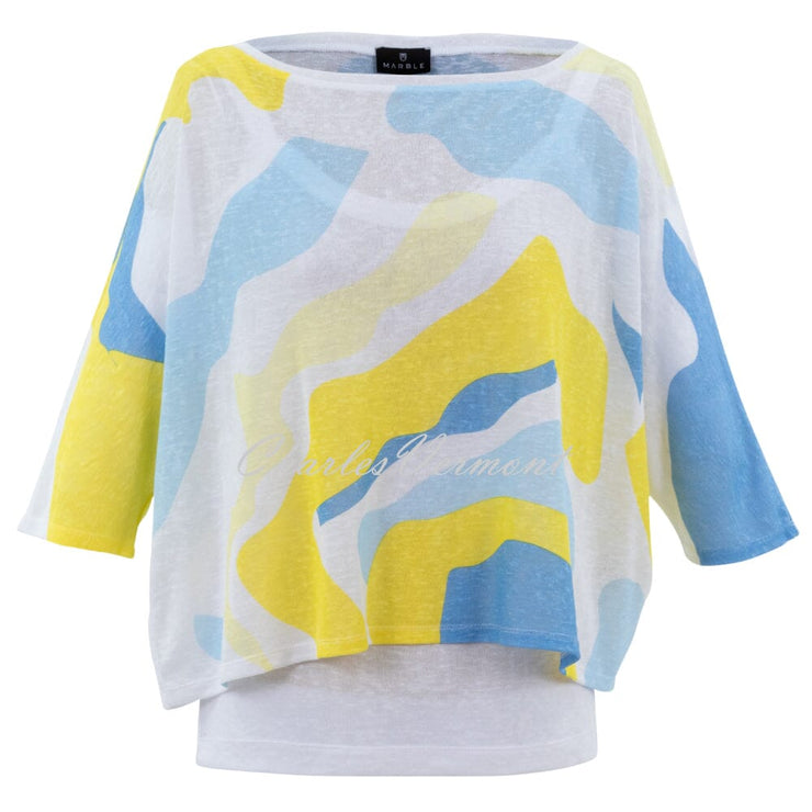 Marble Abstract Print Top - Style 7367-152 (Yellow / Multi)
