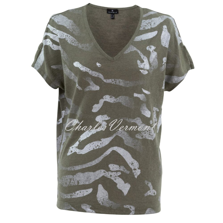 Marble Top With Abstract Foil Print - Style 7371-123 (Khaki)