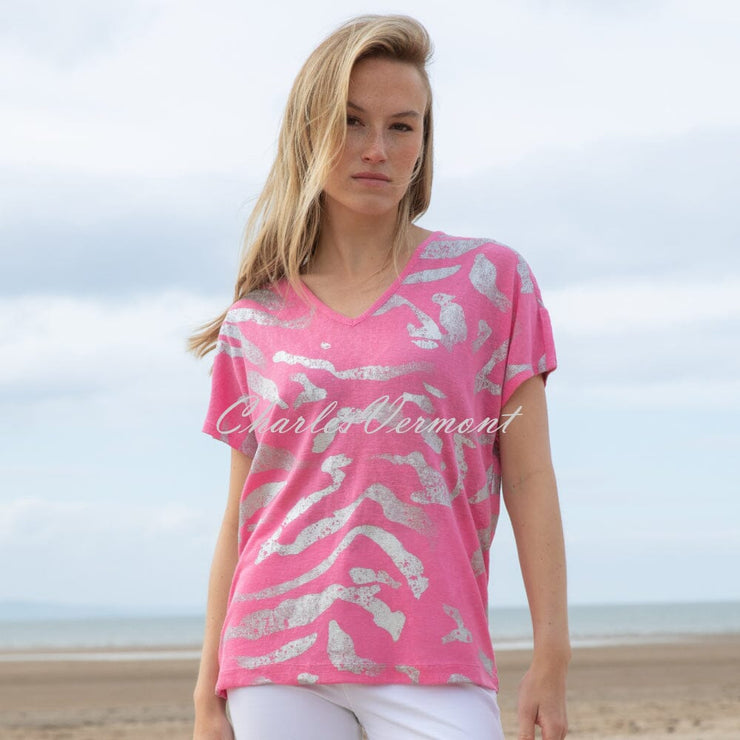 Marble Abstract Foil Print Top - Style 7371-194 (Pink)
