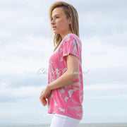 Marble Abstract Foil Print Top - Style 7371-194 (Pink)