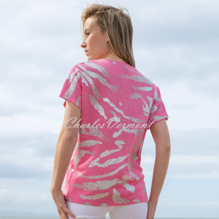 Marble Abstract Foil Print Top - Style 7371-194 (Pink)