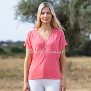 Marble Zip V-neck Top - Style 7378-135 (Watermelon)