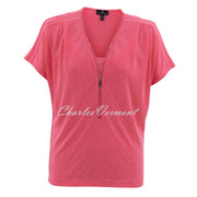 Marble Zip V-neck Top - Style 7378-135 (Watermelon)