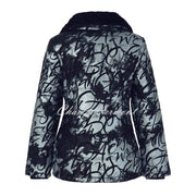 Dolcezza 'Poetry' Print Coat with Faux Fur Collar - Style 73855