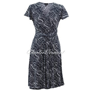 Marble Wave Print Dress - Style 7394-103 (Navy / White)