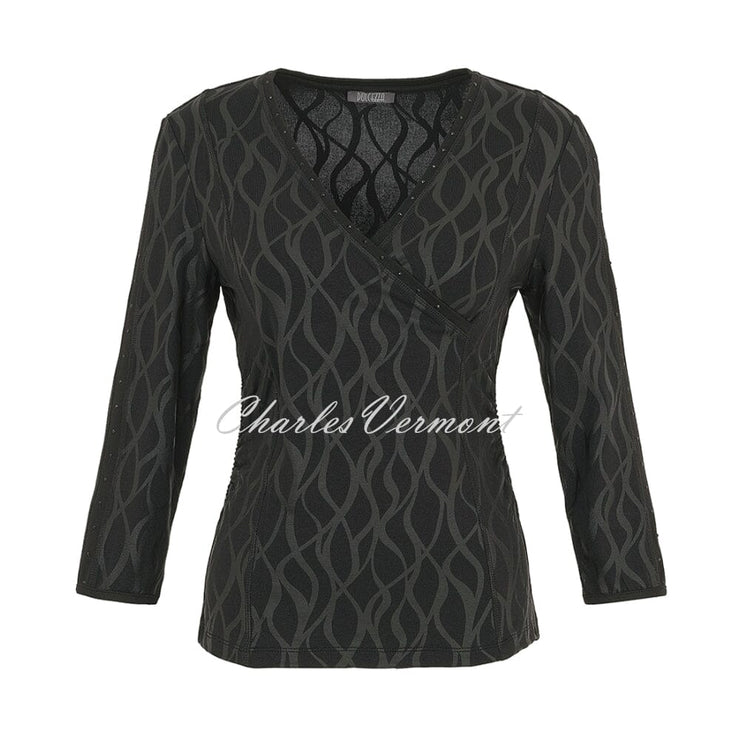 Dolcezza 'Timeless Leather' Wrap V-Neck Top - Style 74121