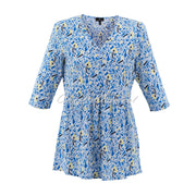 Marble Printed Tunic Top - Style 7415-152 (Yellow / Powder Blue / Multi)