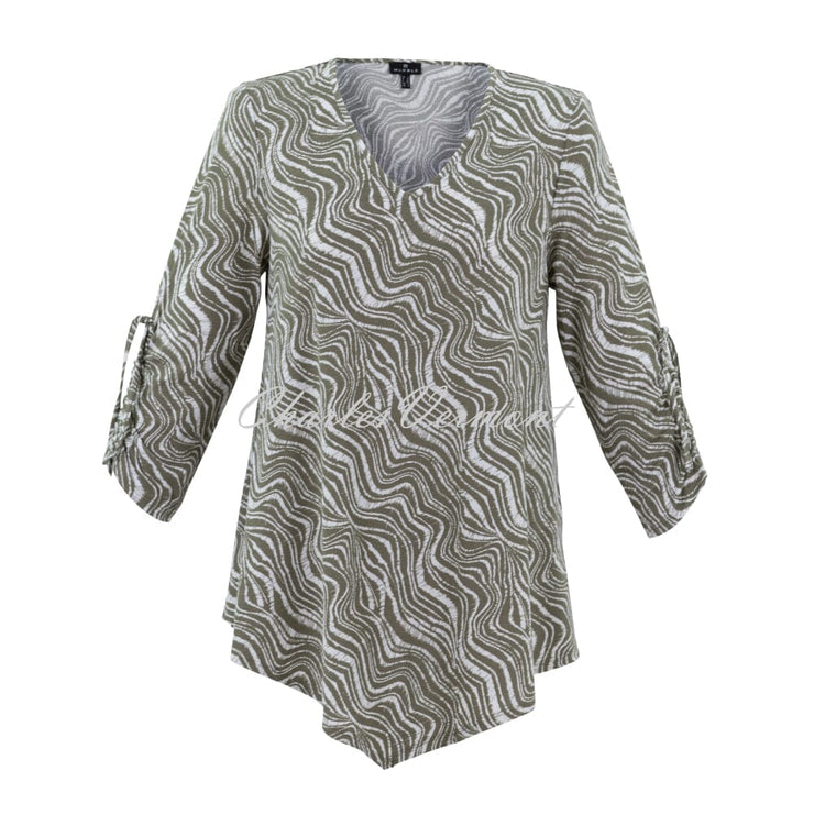 Marble Wave Print Tunic Top - Style 7416-123 (Khaki / White)