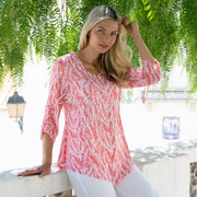 Marble Printed Tunic Top - Style 7417-135 (Watermelon / White)