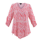 Marble Printed Tunic Top - Style 7417-135 (Watermelon / White)