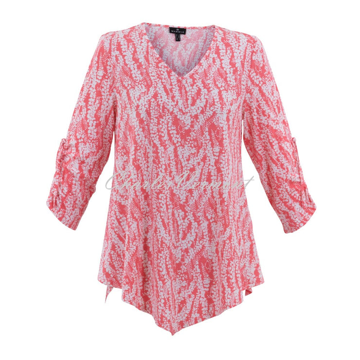 Marble Printed Tunic Top - Style 7417-135 (Watermelon / White)