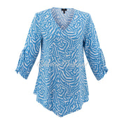 Marble Abstract Print Tunic Top - Style 7419-213 (Powder Blue / White)