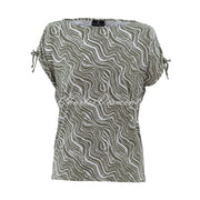 Marble Wave Print Top - Style 7423-123 (Khaki / White)