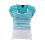 Marble Ombré Sleeveless Knit Top - Style 7438-151 (Aqua / White)
