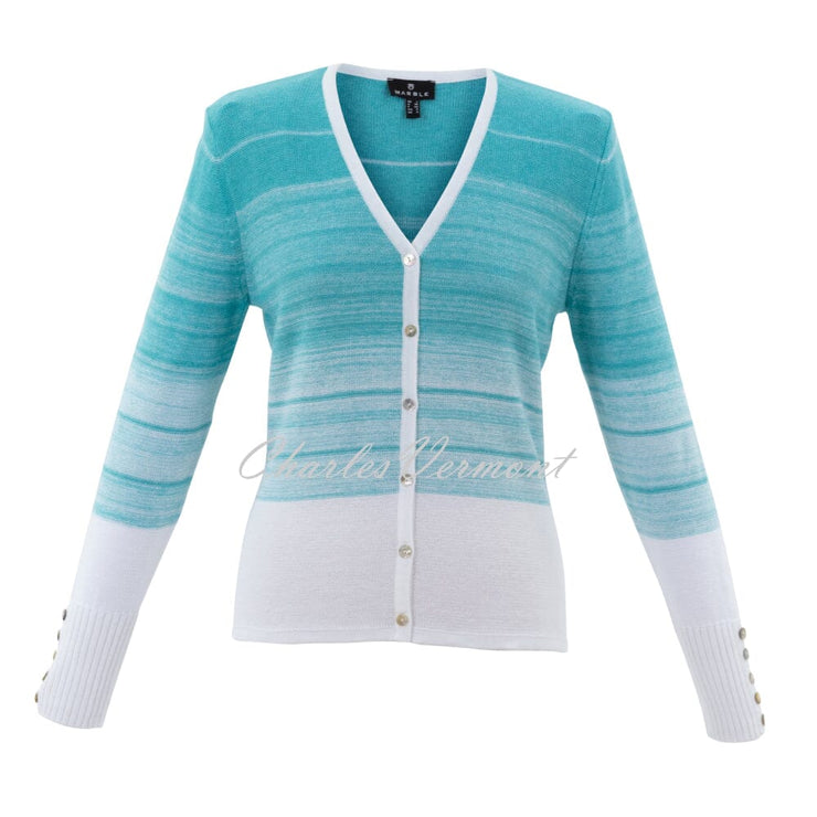 Marble Ombré Knit Cardigan - Style 7439-151 (Aqua / White)