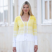Marble Ombré Knit Cardigan - Style 7439-152 (Yellow / White)