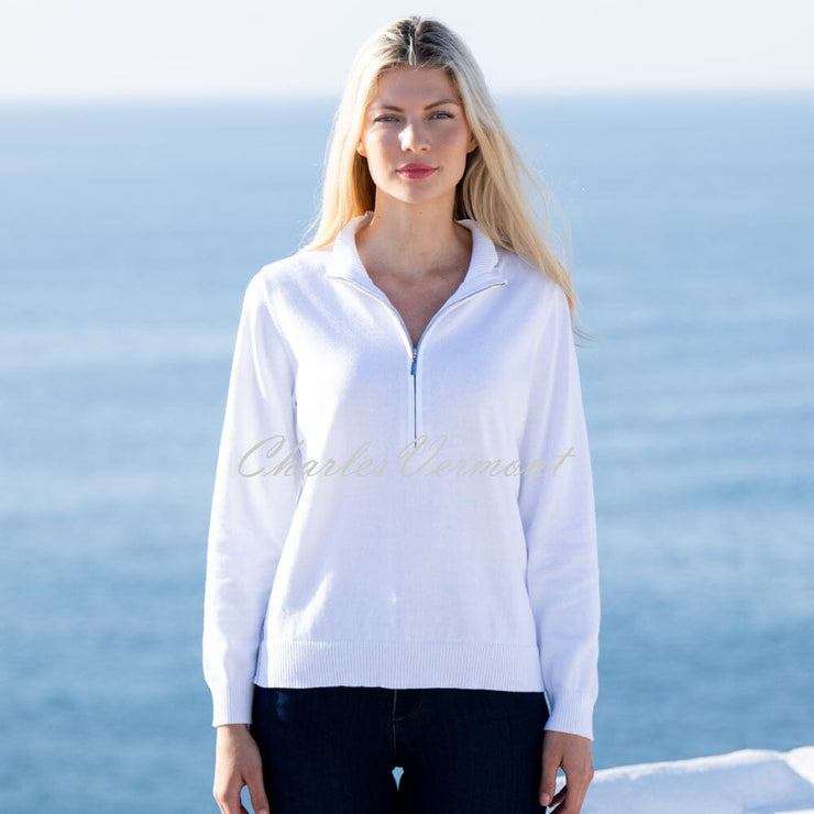 Marble 1/4 Zip Sweater - Style 7441-102 (White)
