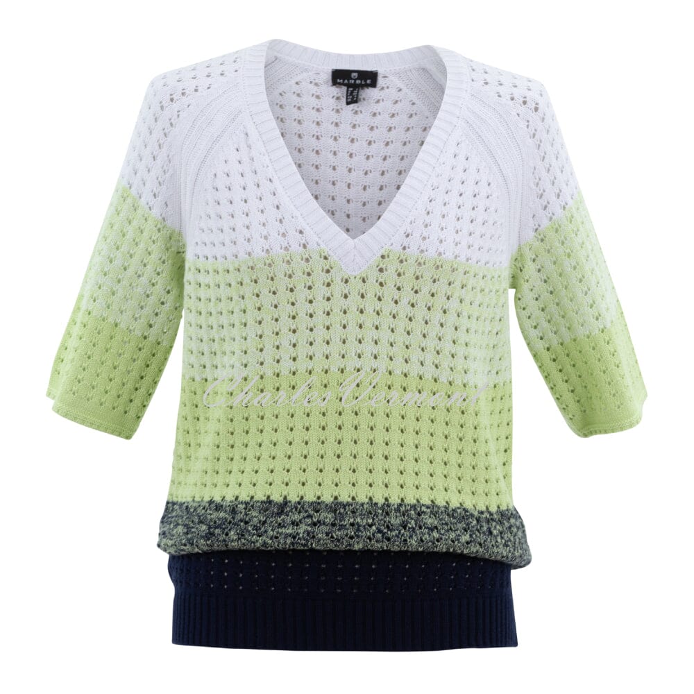 Marble V-Neck Sweater Style 7443-216 (Light Apple Multi