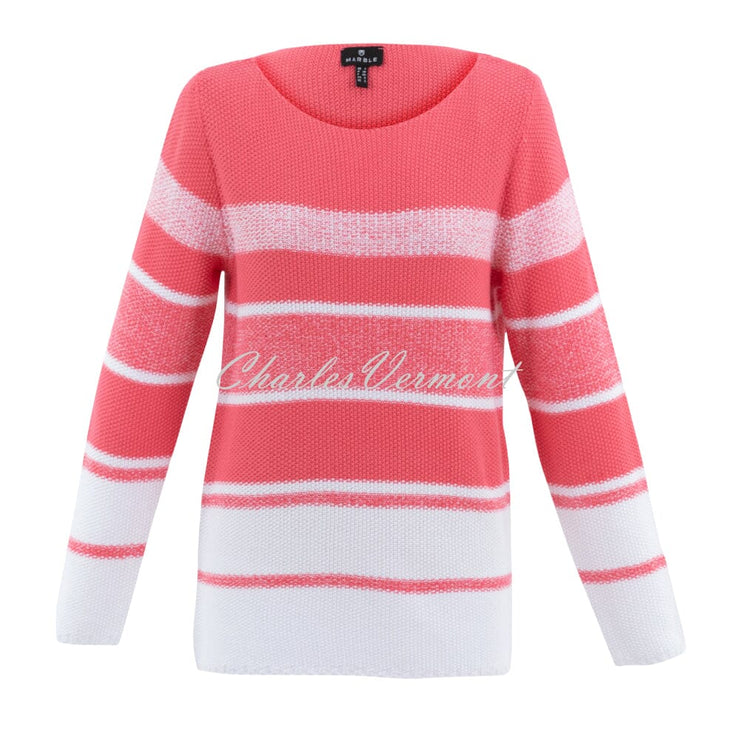 Marble Wide Neck Knit Sweater - Style 7445-135 (Watermelon / White)