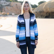 Marble Block Stripe Cardigan - Style 7447-213 (Powder Blue / Navy / White)