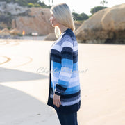 Marble Block Stripe Cardigan - Style 7447-213 (Powder Blue / Navy / White)