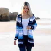 Marble Block Stripe Cardigan - Style 7447-213 (Powder Blue / Navy / White)