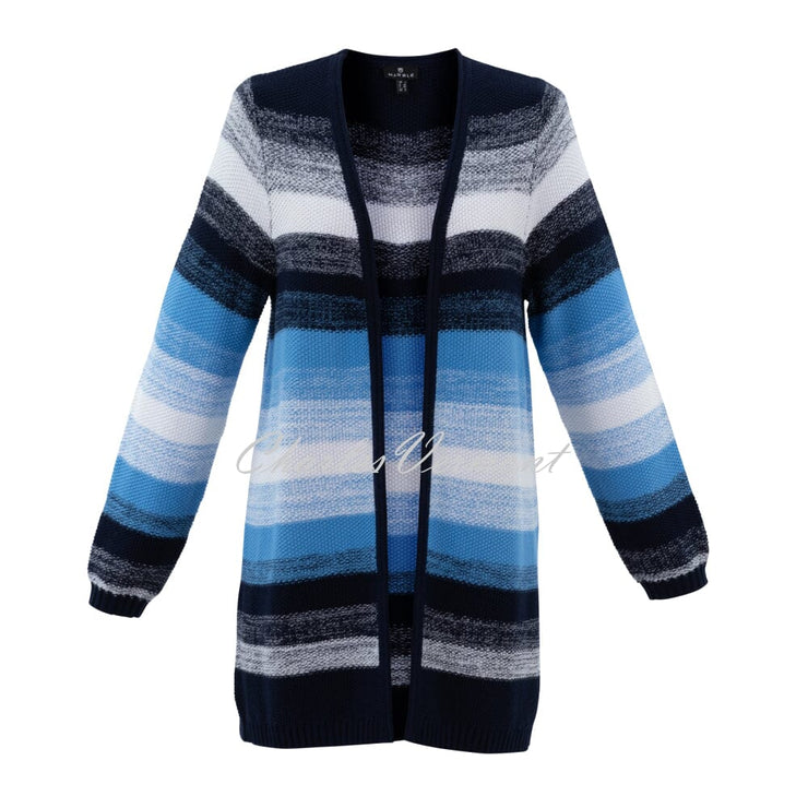 Marble Block Stripe Cardigan - Style 7447-213 (Powder Blue / Navy / White)