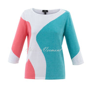 Marble Abstract Print Sweater - Style 7449-135 (Watermelon / Aqua / White)