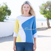 Marble Abstract Print Sweater - Style 7449-152 (Yellow / Powder Blue / White)