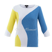 Marble Abstract Print Sweater - Style 7449-152 (Yellow / Powder Blue / White)