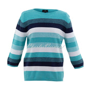 Marble Sweater With Raised Knit Stripe - Style 7460-151 (Aqua / Navy / White)