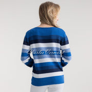 Marble Raised Knit Striped Sweater - Style 7460-153 (Cobalt / Navy / White)