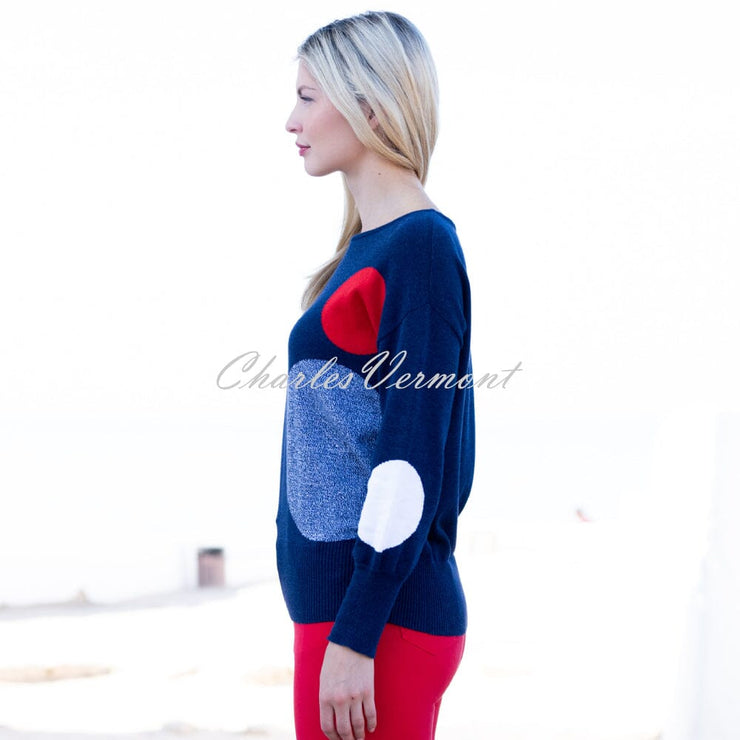 Marble Spot Sweater - Style 7461-103 (Navy / Red)