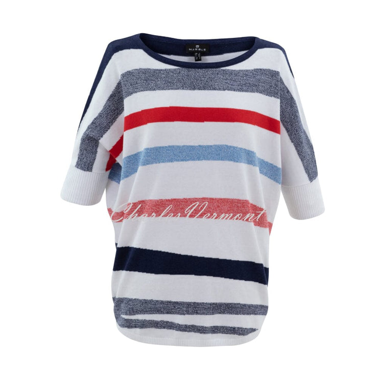 Marble Batwing Striped Sweater - Style 7462-103 (Navy / Red / White)