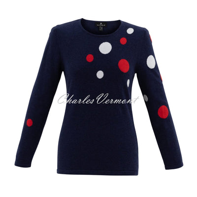 Marble Spot Sweater - Style 7464-103 (Navy / Red / White)