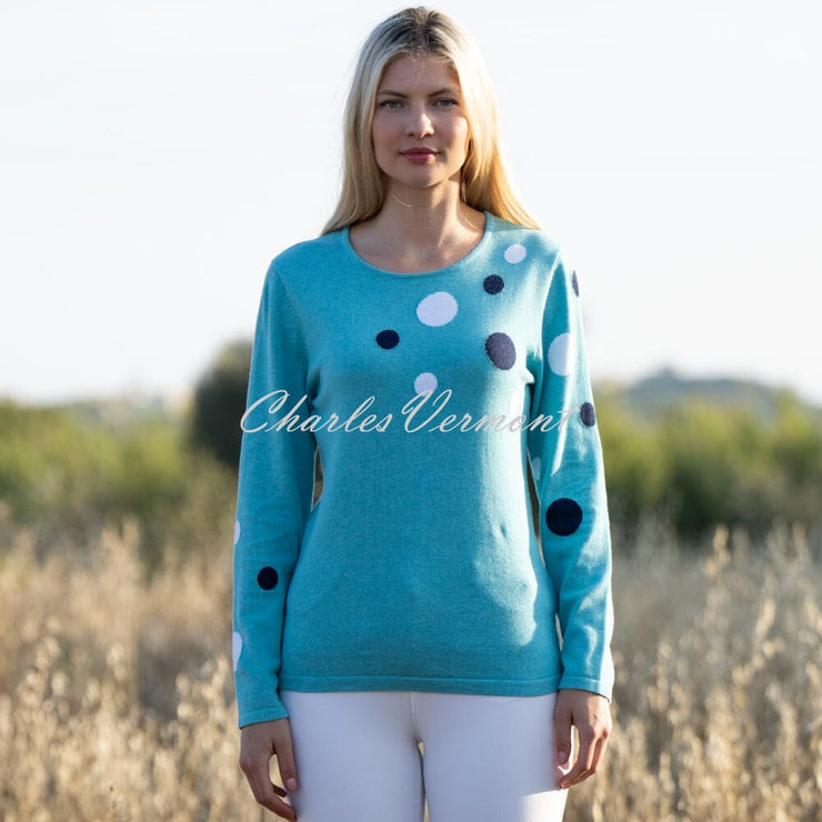 Marble Spot Sweater - Style 7464-151 (Aqua / Navy / White)